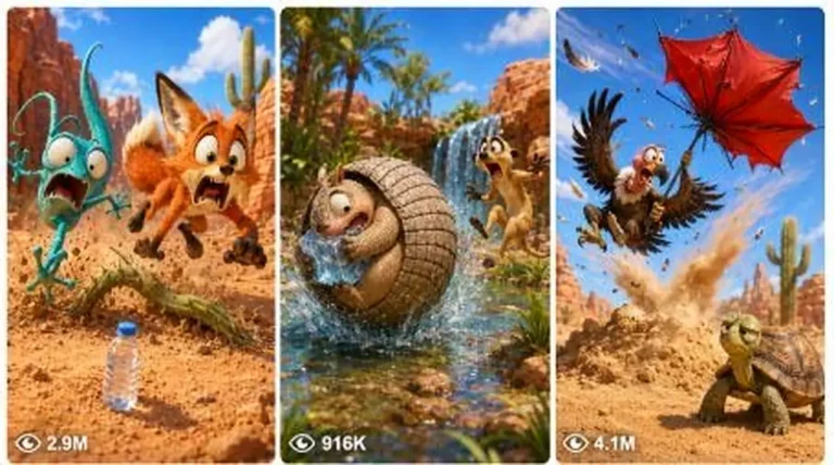3D Slapstick Desert Animal Cartoon Short Prompt — 2