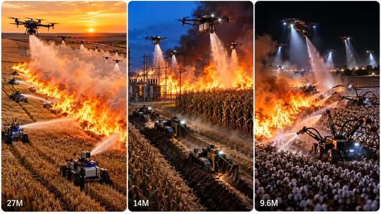 American Farmland Firefight Robot Drone Prompt — 1