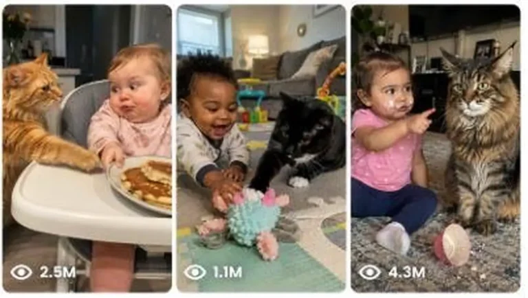 Baby and House Cat Home Comedy Video Prompt — 2