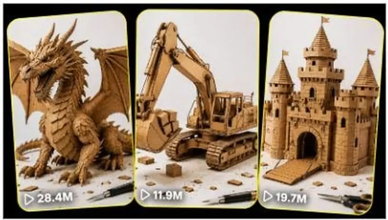 Cardboard Build Transformation Video Prompt — 2