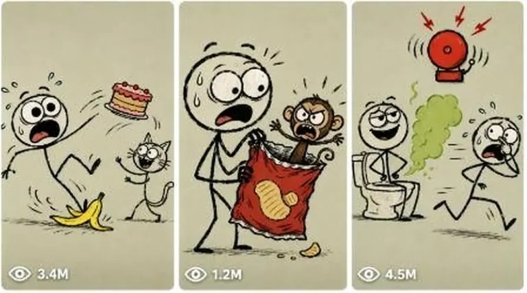 Crude 2D Stickman Meme Animation Short Prompt — 2