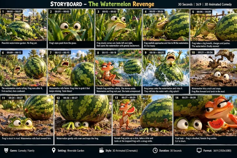 Cute Frog 3D Animal Comedy Shorts Prompt — 2