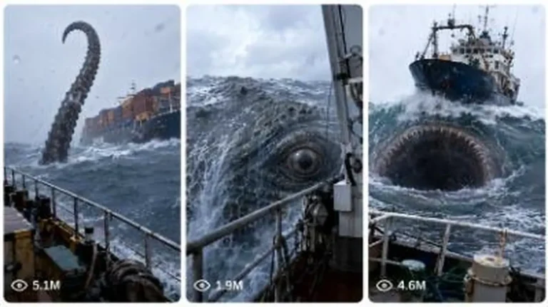 Deep Sea Giant Creature Ship Attack Video Prompt — 3