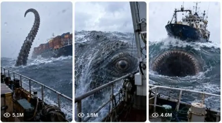 Deep Sea Giant Creature Ship Attack Video Prompt — 4