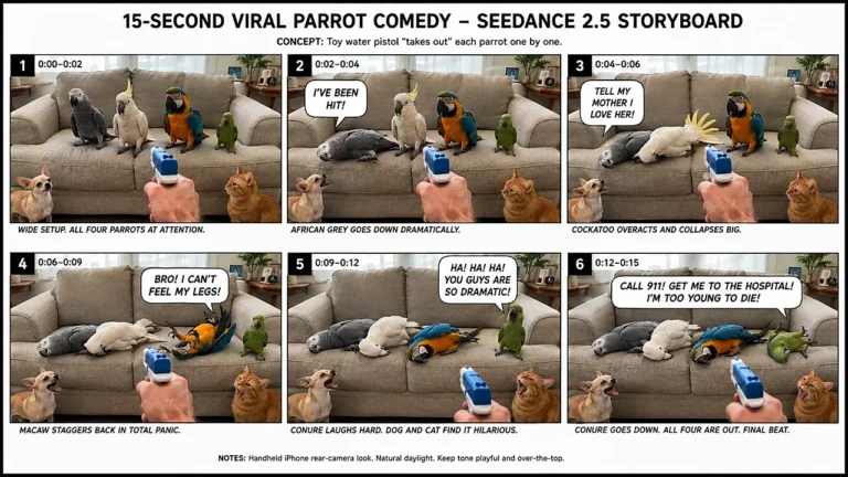 Dramatic Parrot, Pet and Cub Play-Dead Comedy Prompt — 2