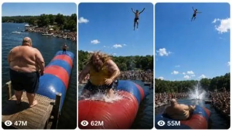 Extreme Lake Blob Launch Stunt Video Prompt — 2