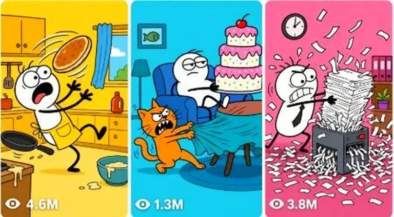 Flat 2D Doodle Slapstick Cartoon Short Prompt — 2