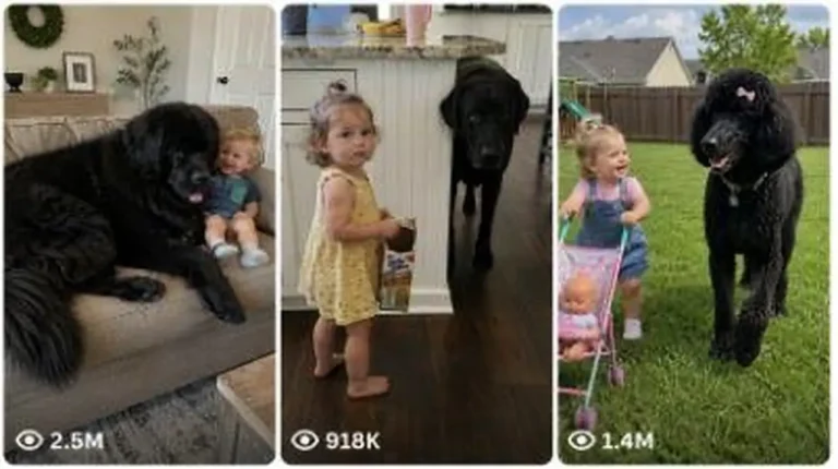 Giant Black Dog and Toddler Funny Home Video Prompt — 2