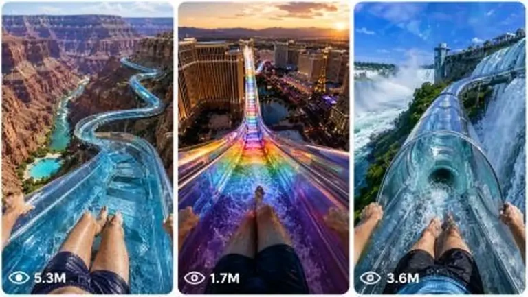 Giant CGI Water Slide World POV Video Prompt — 2
