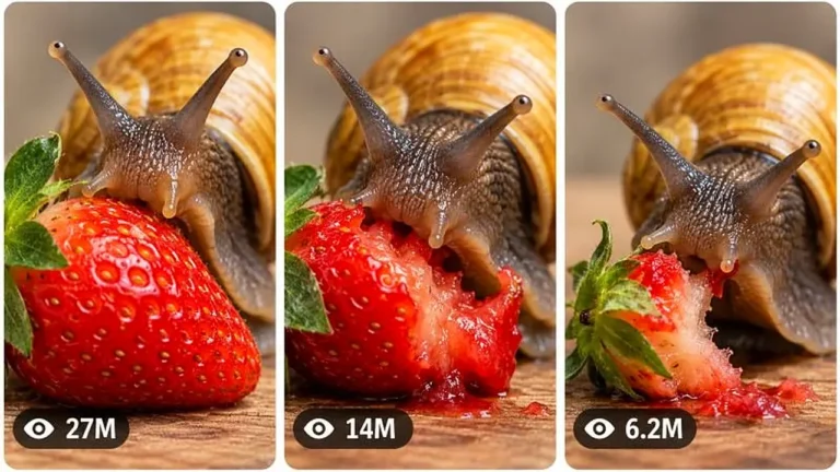 Golden Giant Snail Macro ASMR Eating Prompt — 2