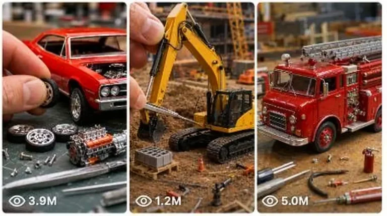 Miniature Vehicle Model Assembly ASMR Video Prompt — 2