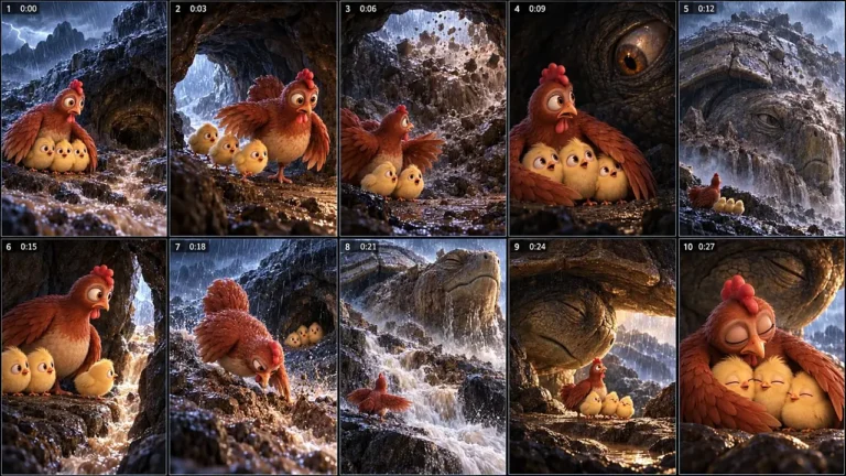 Mother Hen and Three Chicks 3D Adventure Prompt — 2
