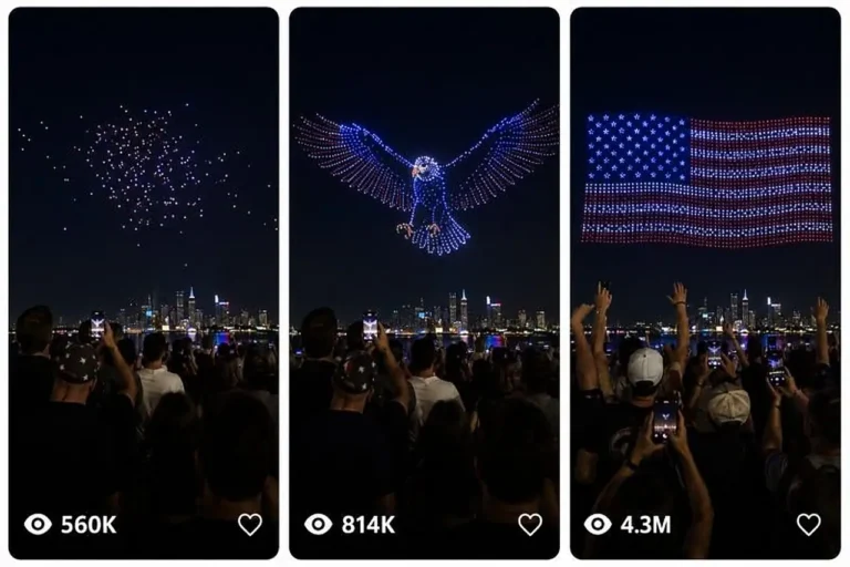 Night Drone Light Show Art Video Prompt — 2