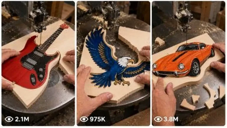 Painted Wood Scroll-Saw Cutting Satisfying Prompt — 2