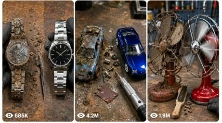 Rusty Object Before-After Restoration Video Prompt — 2