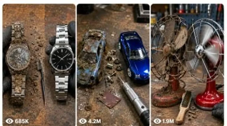 Rusty Object Before-After Restoration Video Prompt — 1