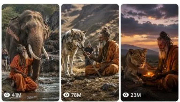 Sadhu and Wild Animal Miracle Video Prompt — 2