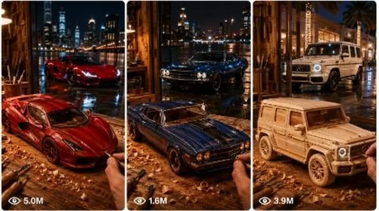Wooden Model Car to Real Car Transformation Prompt — 2